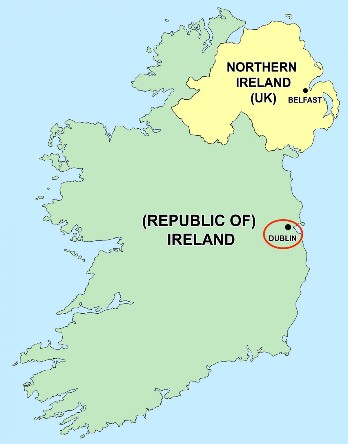Dublino su Leinster - Mappa dell'Irlanda